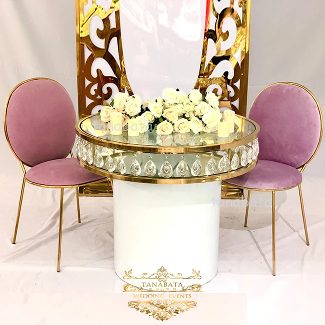 Stainless steel round crystal chandelier wedding cake stand