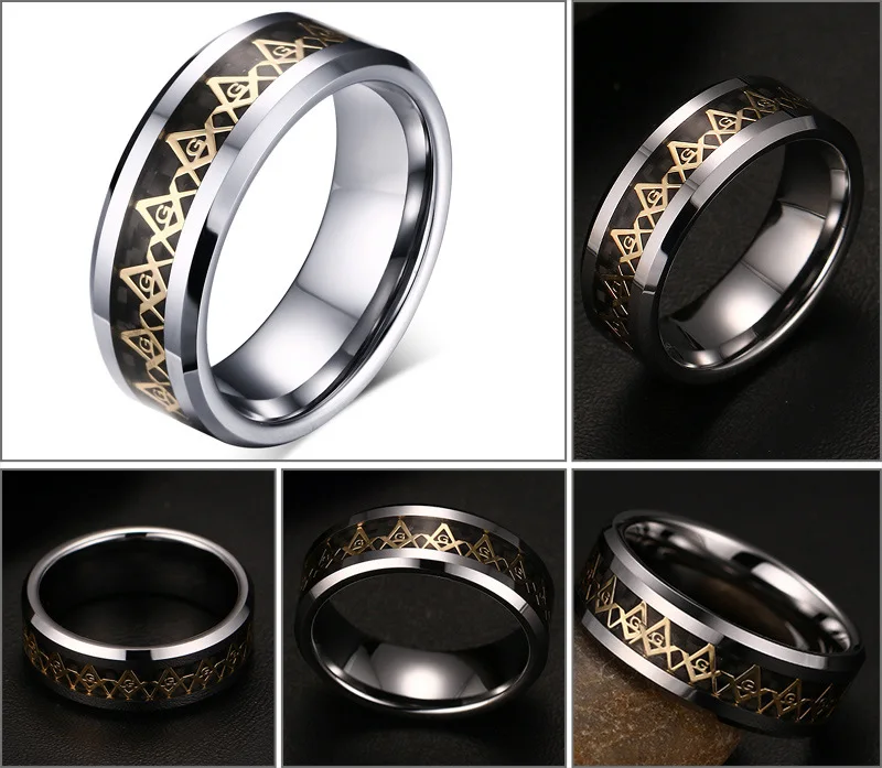 Wholesale fashion jewelry male ring 8mm solid ceramic black waterproof ring Masonic ring