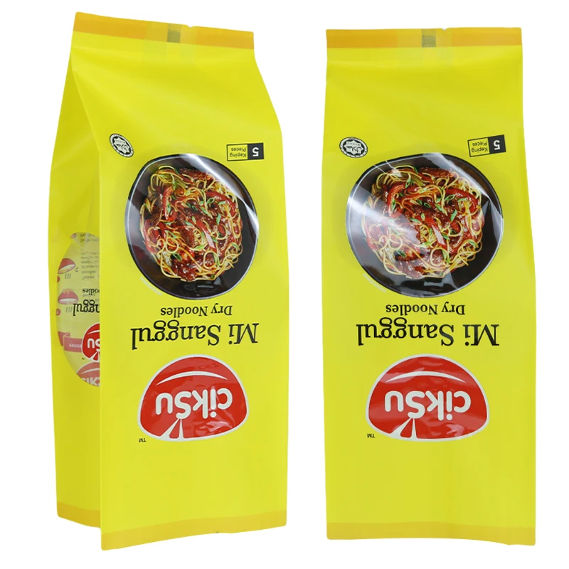 Food Grade Custom Printed Heat Sealing Side Gusset Bag Spaghetti Pasta Packing Pouch Instant Noodle Packaging Plastic Bag