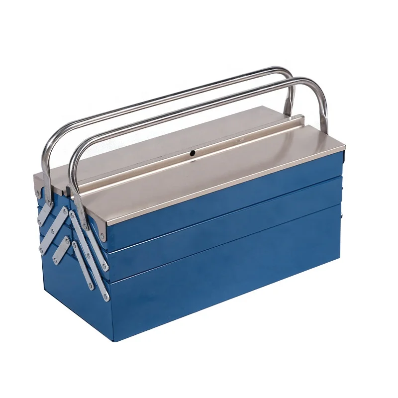 Factory Hot Sale Metal Tool Box Portable Cantilever Metal 3 Tray Storage Tool Box With Double Handle