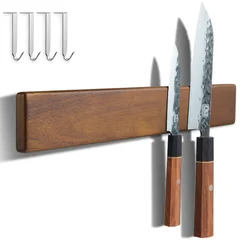 Acacia Wood Magnetic Knife Holder Block Display Rack Double Side Magnetic Knives Stands with Strong Enhanced Magnets