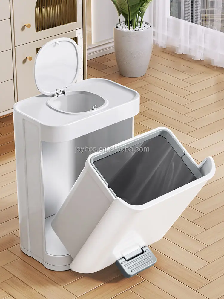 waste bin round stainless steel pedal trash can Plastic Kitchen Can With Press Type Lid Large Capacity Pedal Waste Bin