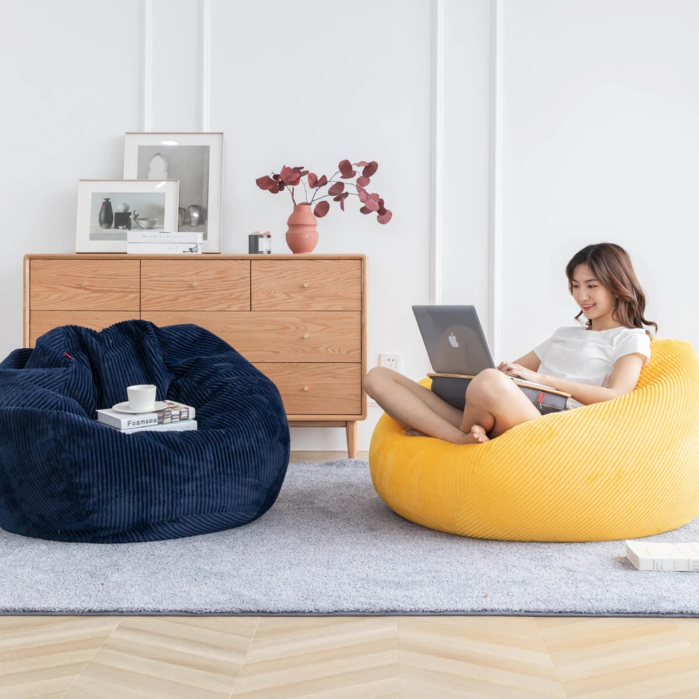 Indoor Fluffy Bean Bag Sofa Chair Beds Cover for Adults Large Size Corduroy Bean Bag Sofa Pear Shape Beanbag Cover