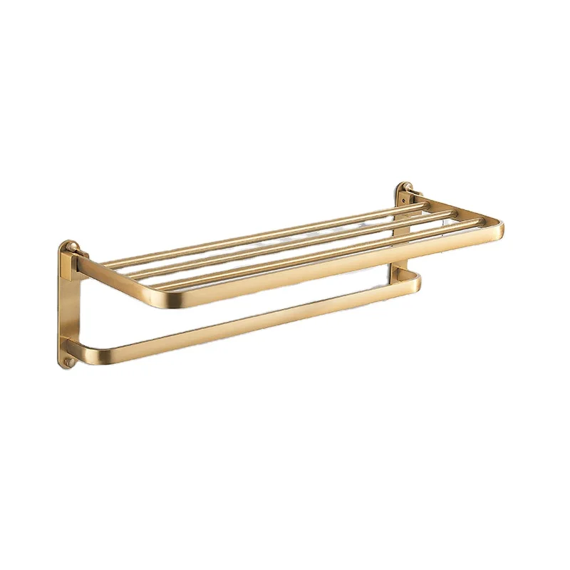 Wall Gold Towel Rack Wall Mounted Fixed Bath Metal Hanger Towel Holder