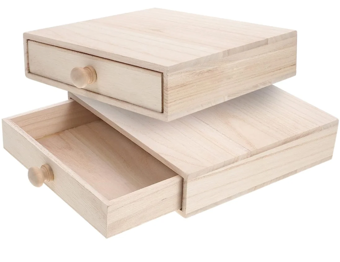 wooden Tea Box Gift Jewelry storage Drawer Case Wood Tea Organizer Container Wood Jewelry Box Antique Decor