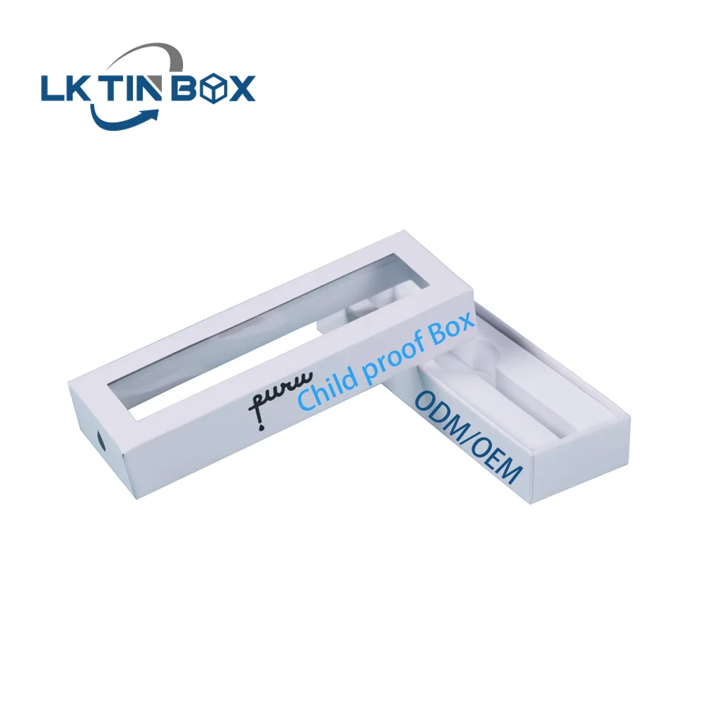 Custom Printed Cigarettes Pens Box Pre Roll Packaging Child Resistant Paper Box With Childproof Button And Window