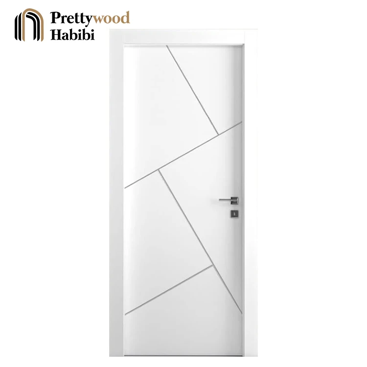 Prettywood American Prehung Door Hollow Core Modern Room Design White Primered Wooden Interior Door
