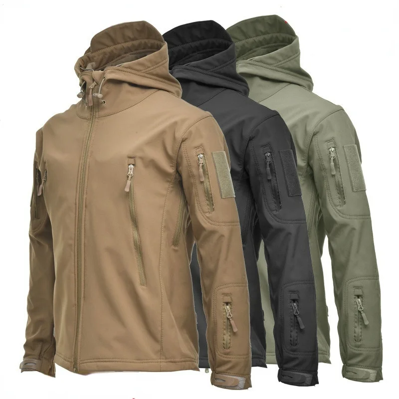 Military Tactical Outdoor Soft Shell Windproof Fleece Jacket Men Army Sportswear Thermal Hunt Hiking Sport Hoodie Jackets