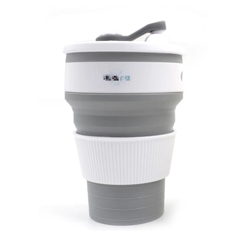 Eco-Friendly 350ml collapsible coffee Mug Silicone folding  Cup with Lids