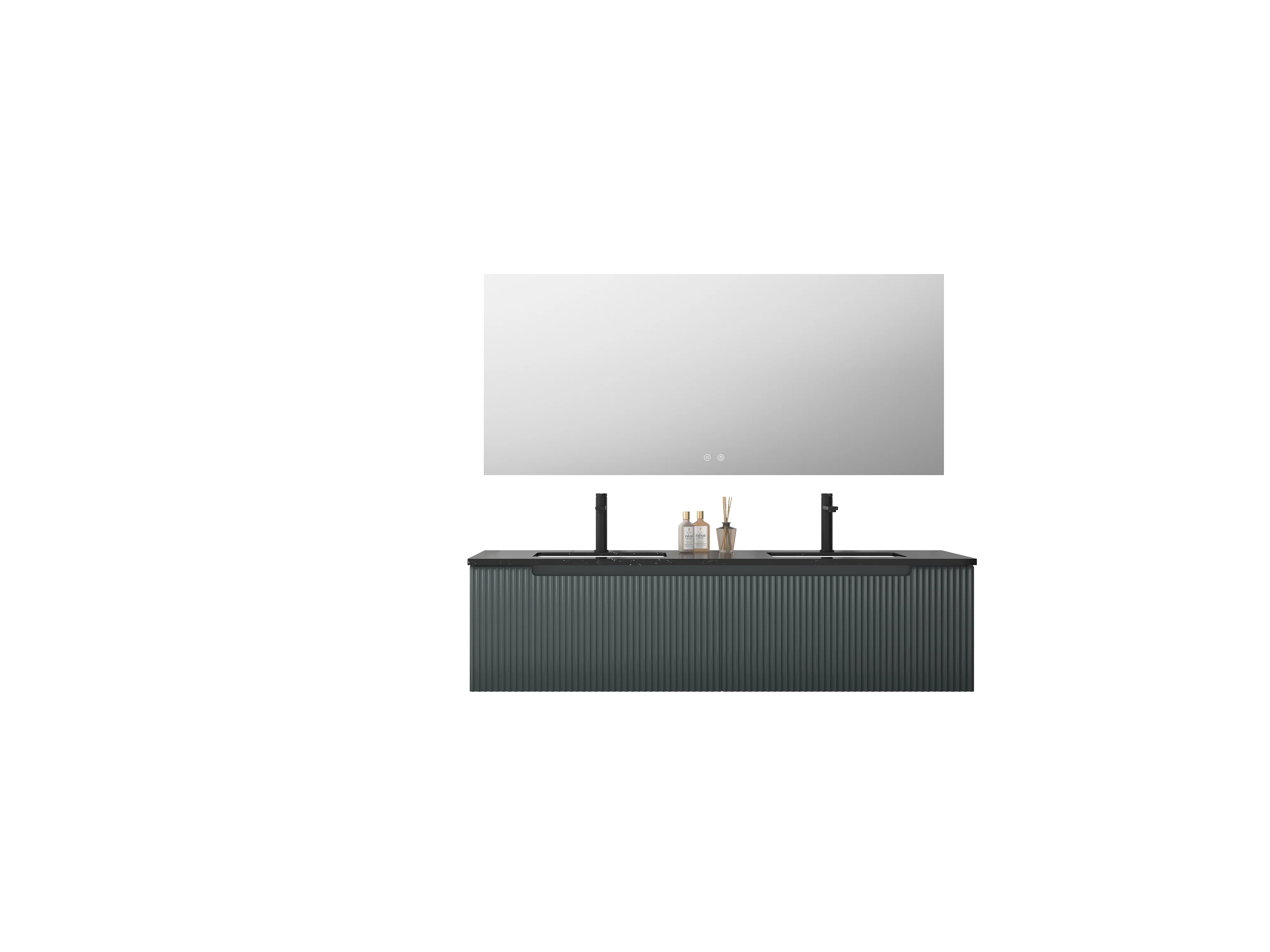 1600mm green ripple effect double sinks bathroom cabinet  AJ3062