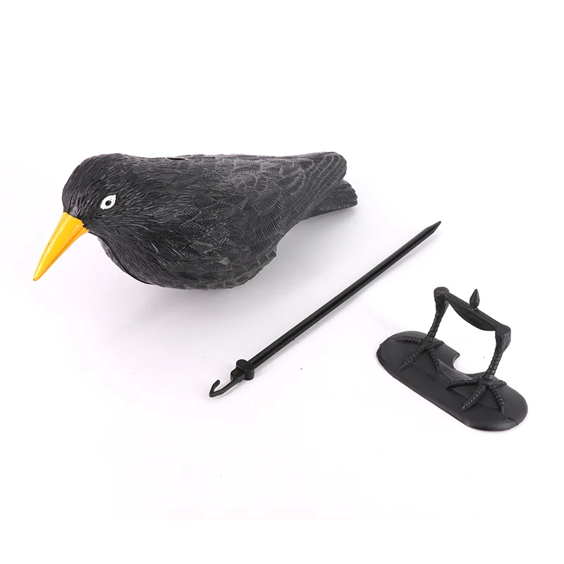 Stand Full Frame Shooting Hunting Equipment Plastic Black Crow Decoys w/Feet Stake