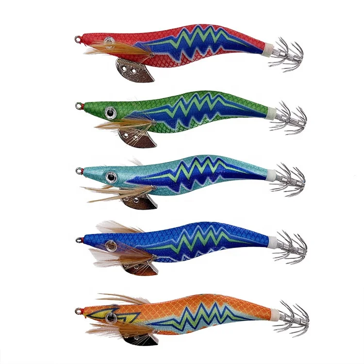 Double layer umbrella hooks fishing Luminous hard plastic wood shrimp squid jig  trolling big octopus  lures
