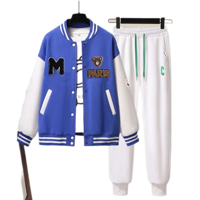 Direct Wholesale Customized Student Casual Sports Cotton School Uniform Baseball Jacket Set