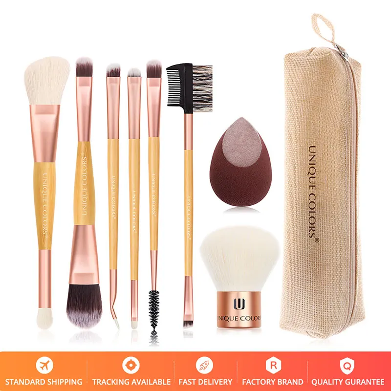 Fashion classic 8pcs brushes sponge kit kabuki brush set