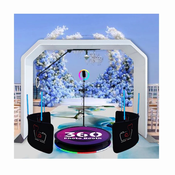 Wedding Supplies Overhead 360 Photo Booth White RGB 360 Degree LED Lighting Backgrounds Overhead 360 Photo Booth No Truss
