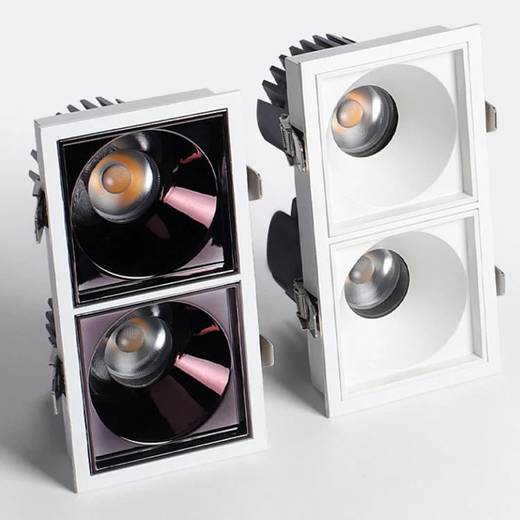 Wholesale Double Head Adjustable Angle Frameless Recessed Square Aluminum 12w 15w Led Spotlight