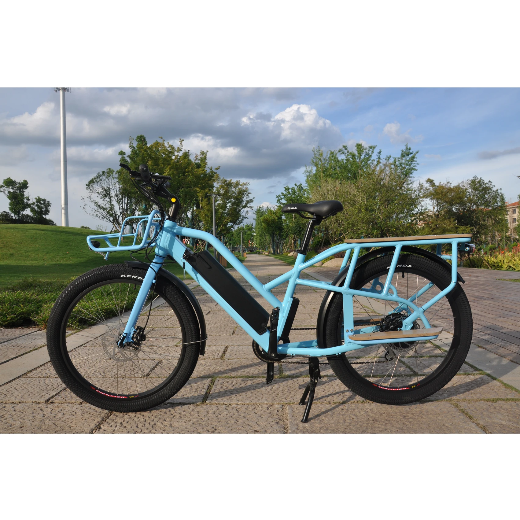 Removbale 48v 17.5ah li-ion battery 500w family cargo belt drive electric bicycle