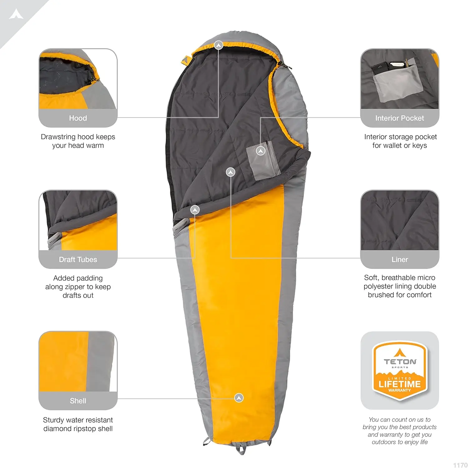 Lightweight Portable Winter Feather Duck Down Extra Thick Travelling Mummy Sleeping Bag Adults for Outdoor Camping Hiking