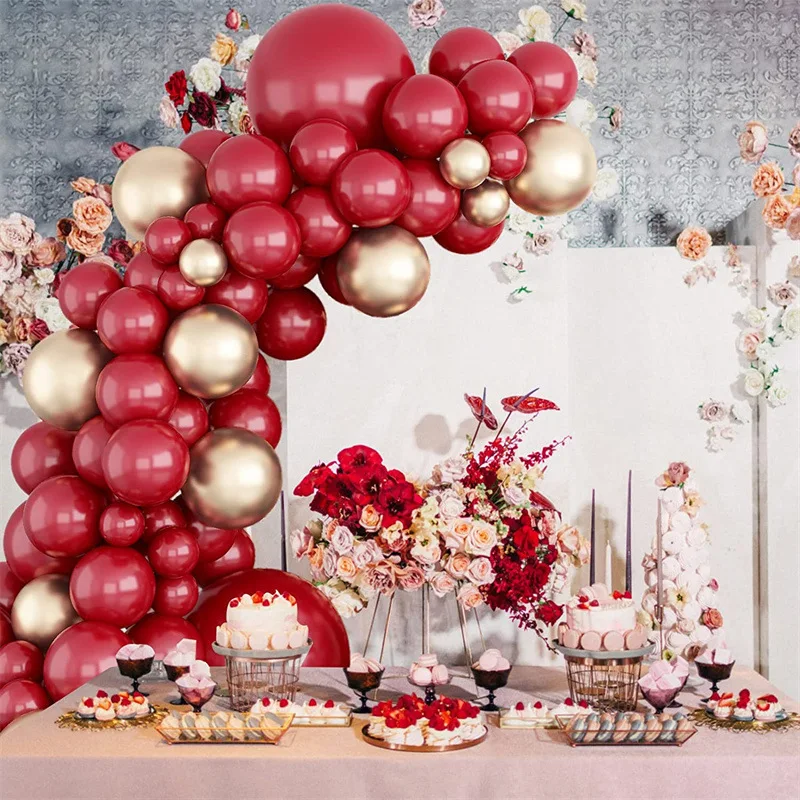 5 10 12 18 red metal rose gold balloon garland bridal shower wedding engagement wedding  party balloons set
