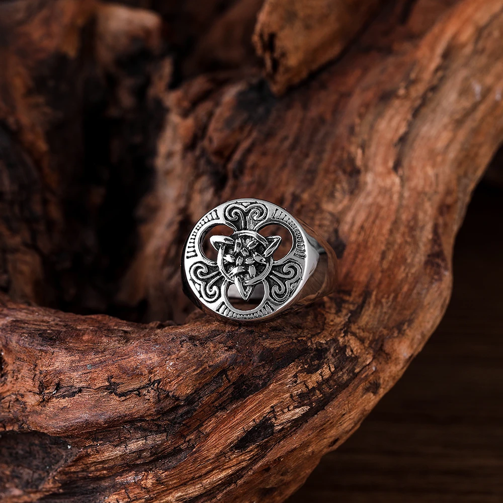 Domineering Stainless Steel Viking Celtic Knot Finger Rings For Men Custom Logo Gifts