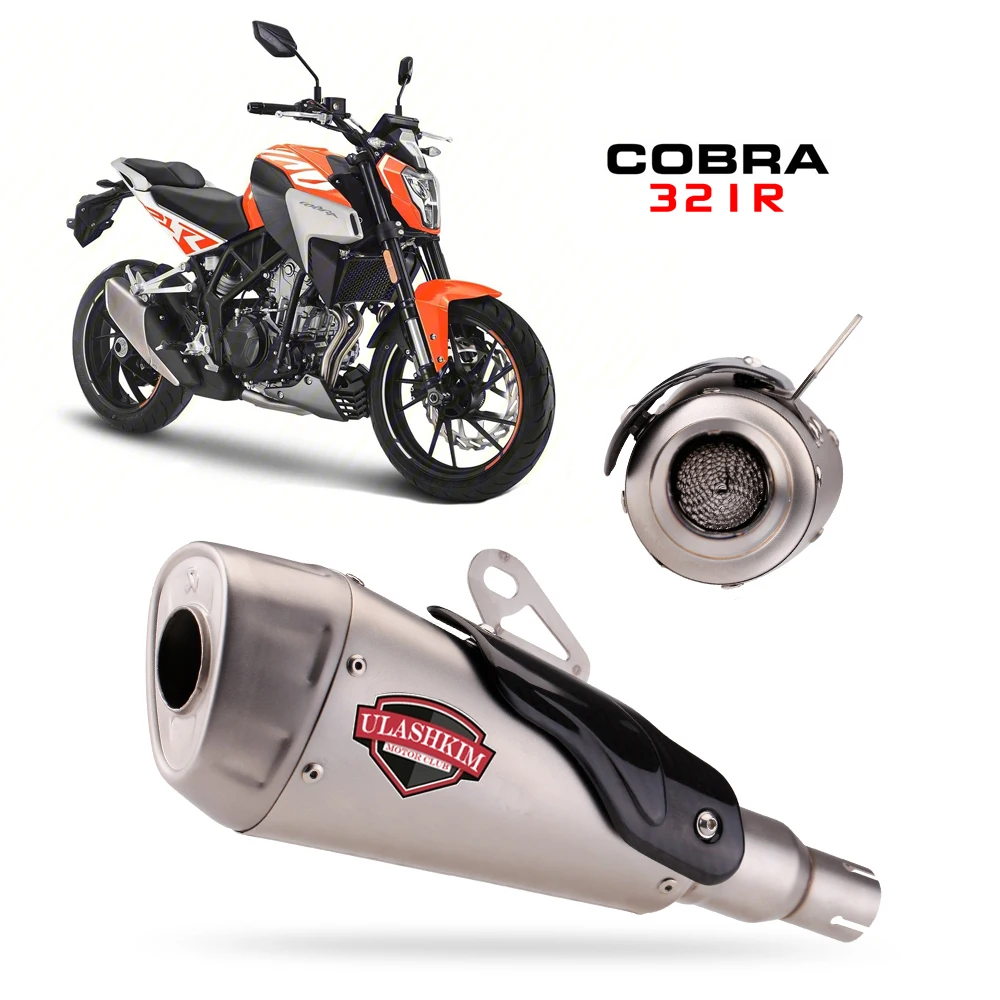 Motorcycle exhaust For KOVE COBRA 321R middle rear straight exhaust pipe catalyst silencing carbon fiber anti scald cover plate