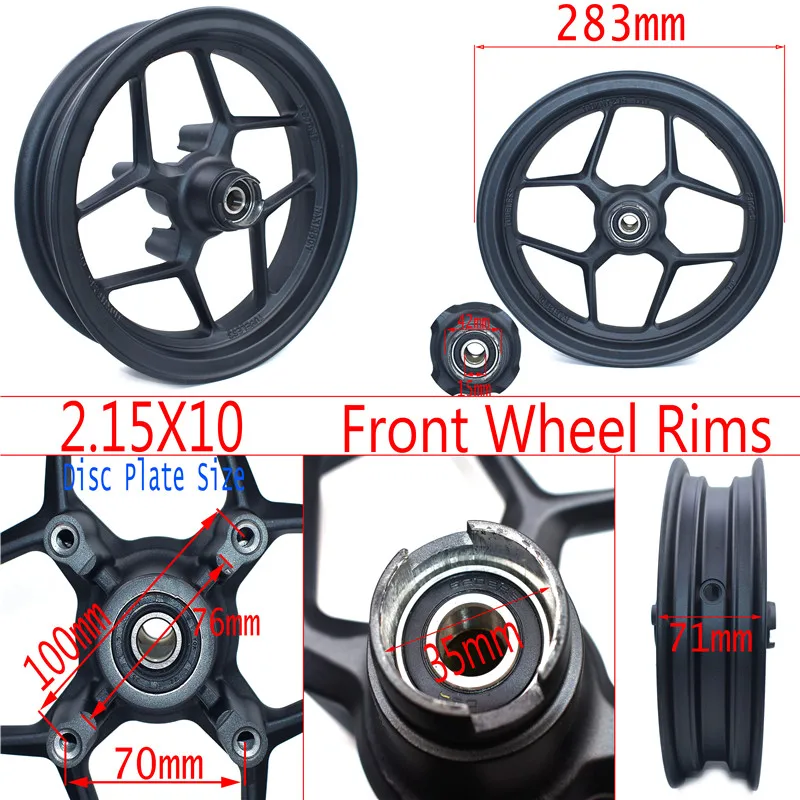 10inch Front And Rear Rims With Brake disc Plate 190MM and Sprocket #428 For Dirt Pit Bike Refitting Racing Bike Wheels