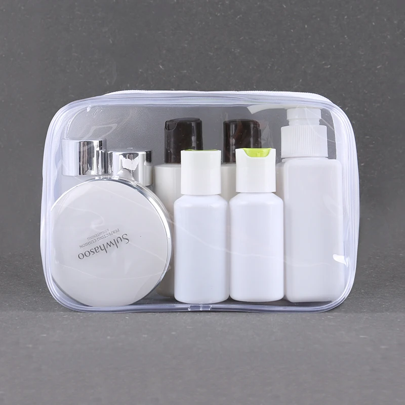 Hot High quality Custom 30s Logo Cheap Waterproof Bags Transparent  Clear Cosmetic PVC Pouch Makeup Bag Case