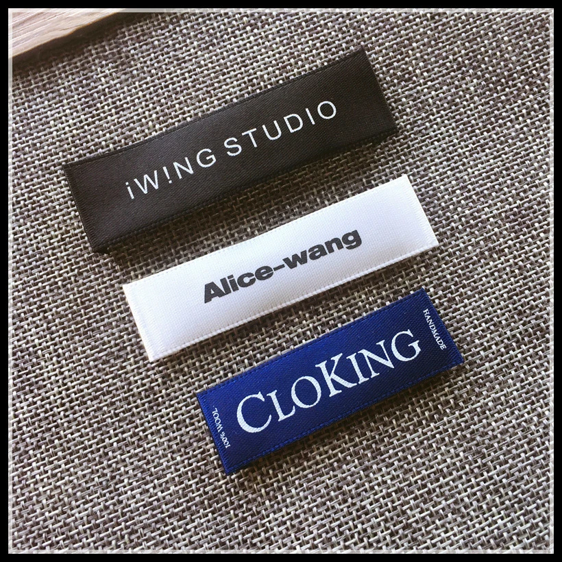 Wholesale High Quality Satin Garment Labels Printed Satin Label Maker Clothing Size Labels with Custom Brand Logo