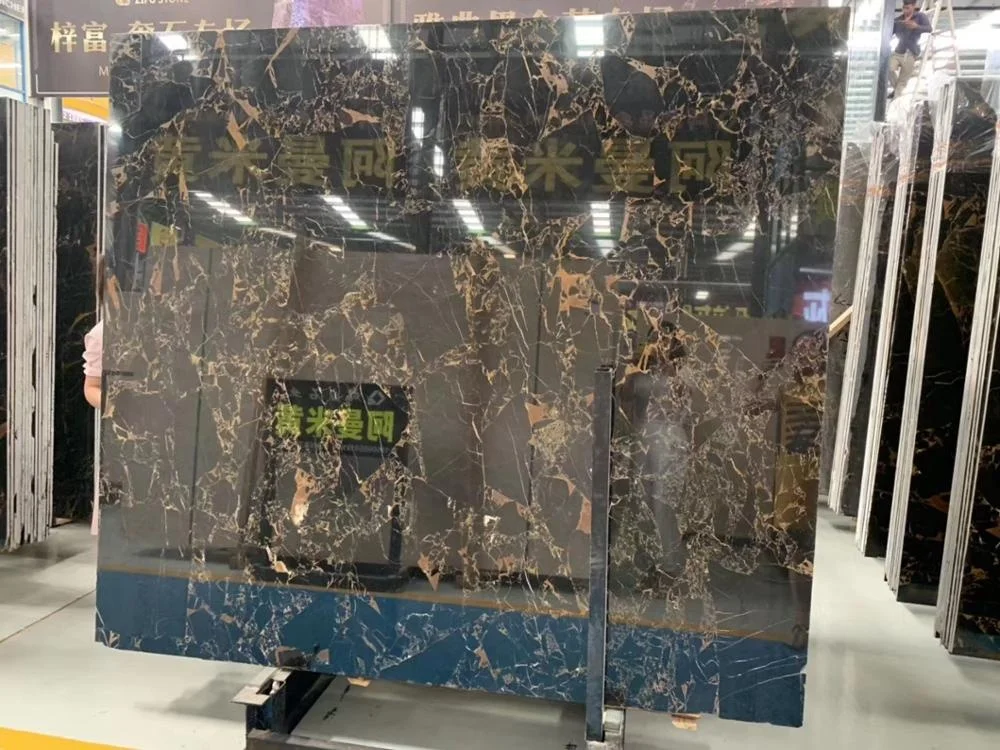 Горячая распродажа! Китайский золотистый мрамор Portoro черные и золотистые мраморы