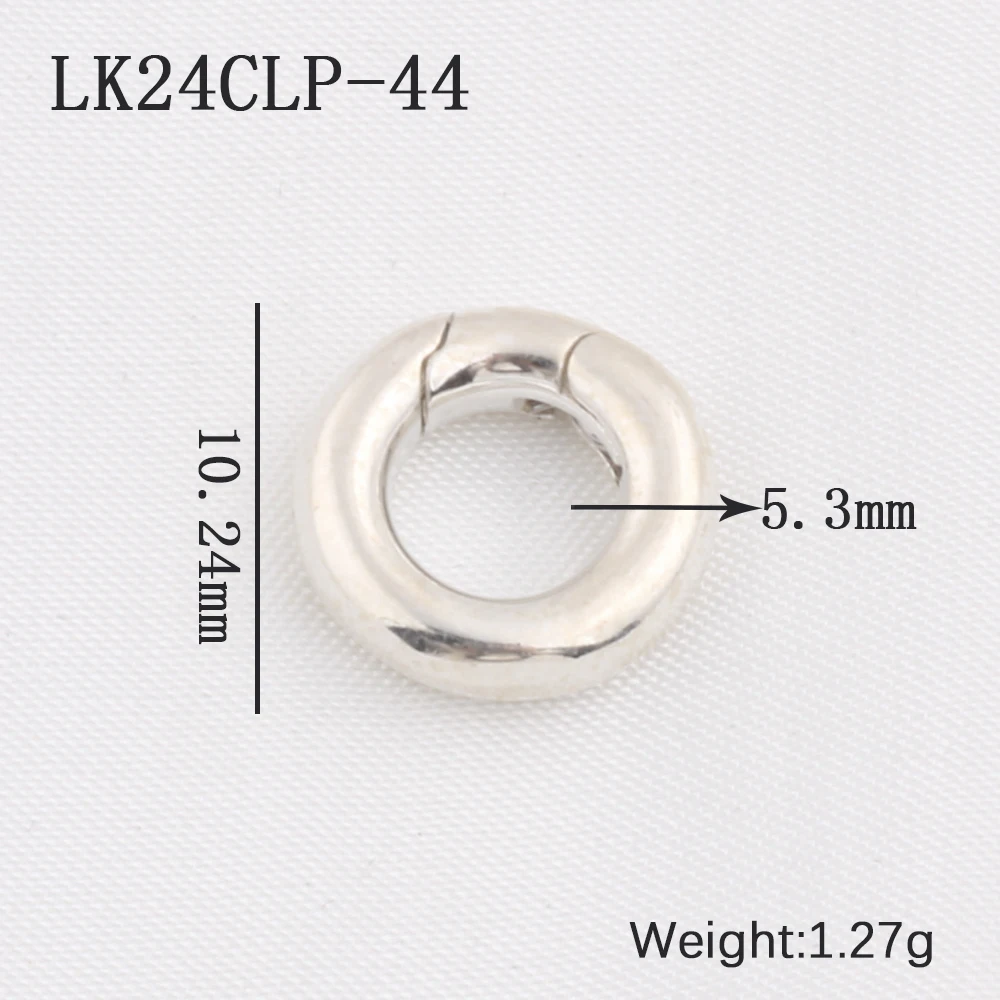 Raw Silver S925 Sterling Silver O Ring Spring Snap Clasps Openable Round Carabiner Clips Trigger Hook Chain Buckles Connectors