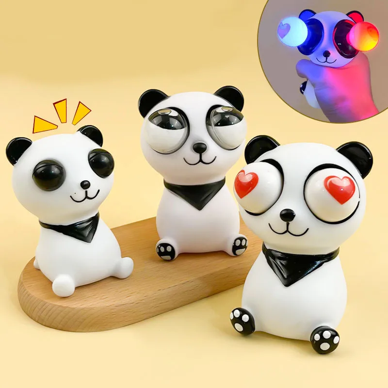Novelty Gag Toys Stress Relief Practical Joke Fun Squeeze Cartoon Panda Eye Popping Out Squeeze Stress Toy