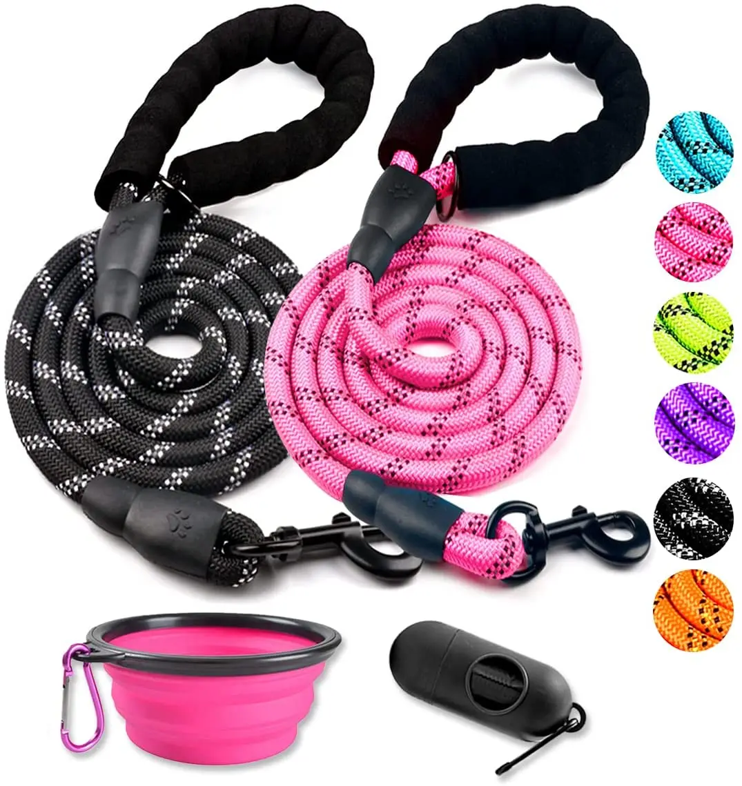 3PCS Pet Nylon Leash Sets Reflective Hands Dog Training Poop Bags Bowls Dog Leash Set