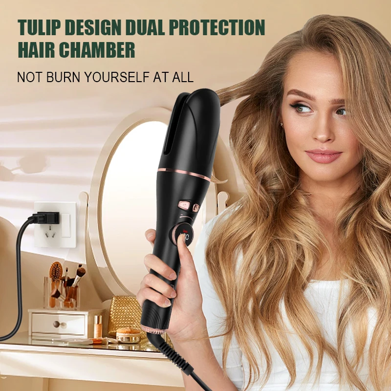 Dual Voltage Portable Magic 360 Rotating Ceramic Ionic Hair Curling Iron automatic hair curler