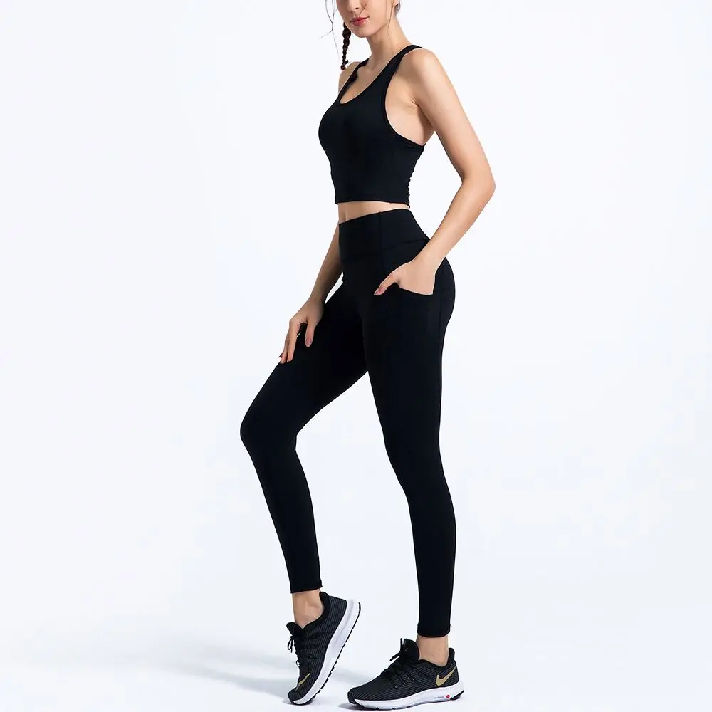 
Women Yoga Pants With Pocket High Waist Compression Tights Fitness Sportswear Yoga Set Pants Leggings 