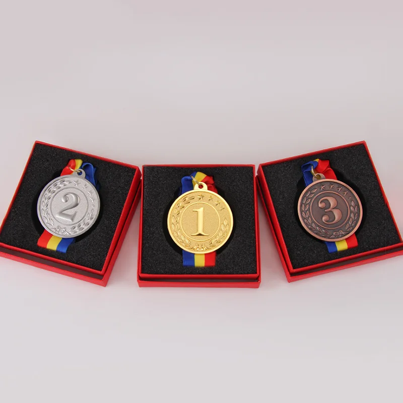 RENHUI 22K Round Vintage Medallions Metal Crafts Gold Silver Bronze Custom Medals And Trophies Medals  For Plaque