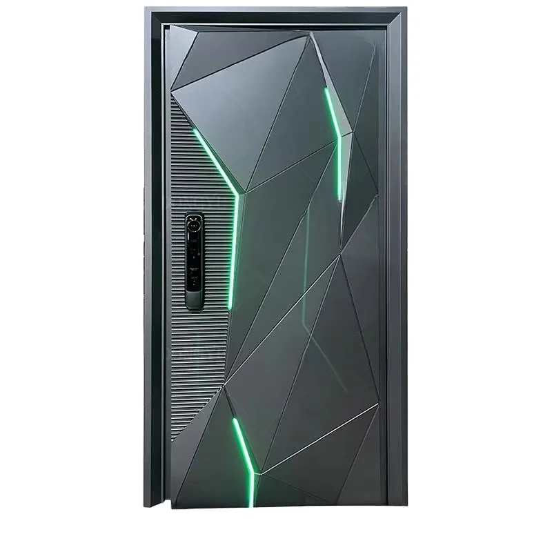 Keyless Swing Wit French Shop Wood Double Door, Modern Big Single Lock Green Front Entry Fiberglass Door