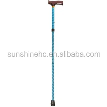 Folding Aluminum Walking Stick Lightweight Walking Cane With Wooden Handle For Elderly CA236