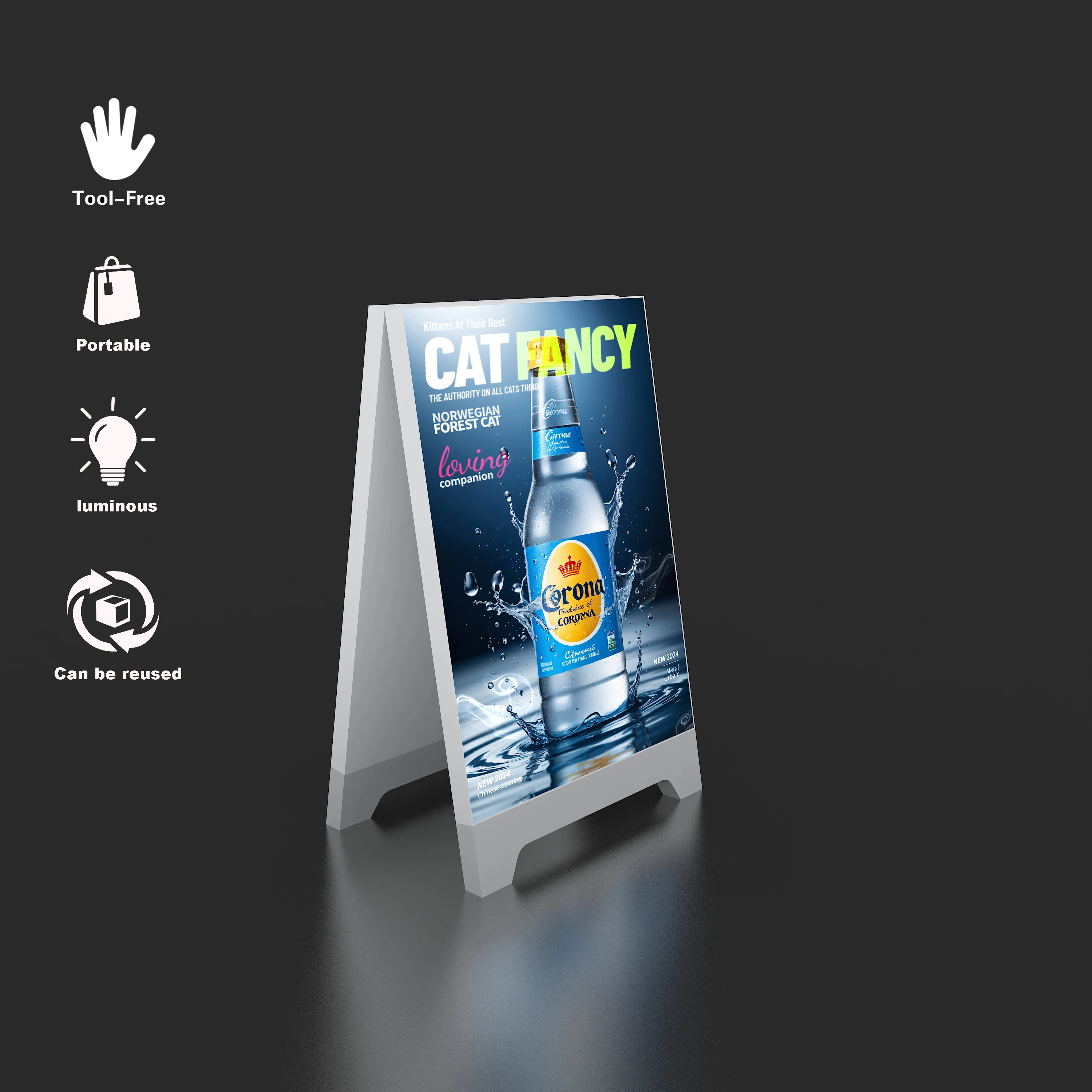 A-NEW Factory SEG Poster Outdoor Floor Stand Advertising LED Poster Aluminum Frame Show