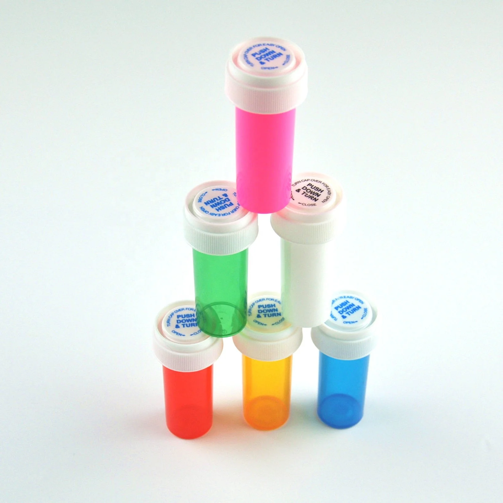 Small Capacity  Inner Liner 13dr pharmacy With Screw Flip Top amber vials Plastic Jars