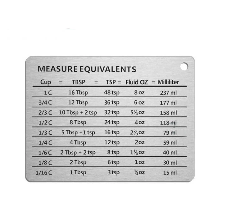 Stainless Steel Refrigerator With Magnetic Scale Plate Baking Accessories Commonly Used Unit Conversion Comparison Table