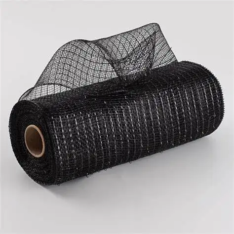 10Inch by 30Feet Decor Mesh Ribbon with Metallic Foil Poly Decor Mesh Wreath Supplies Ribbon Mesh Roll for Craft