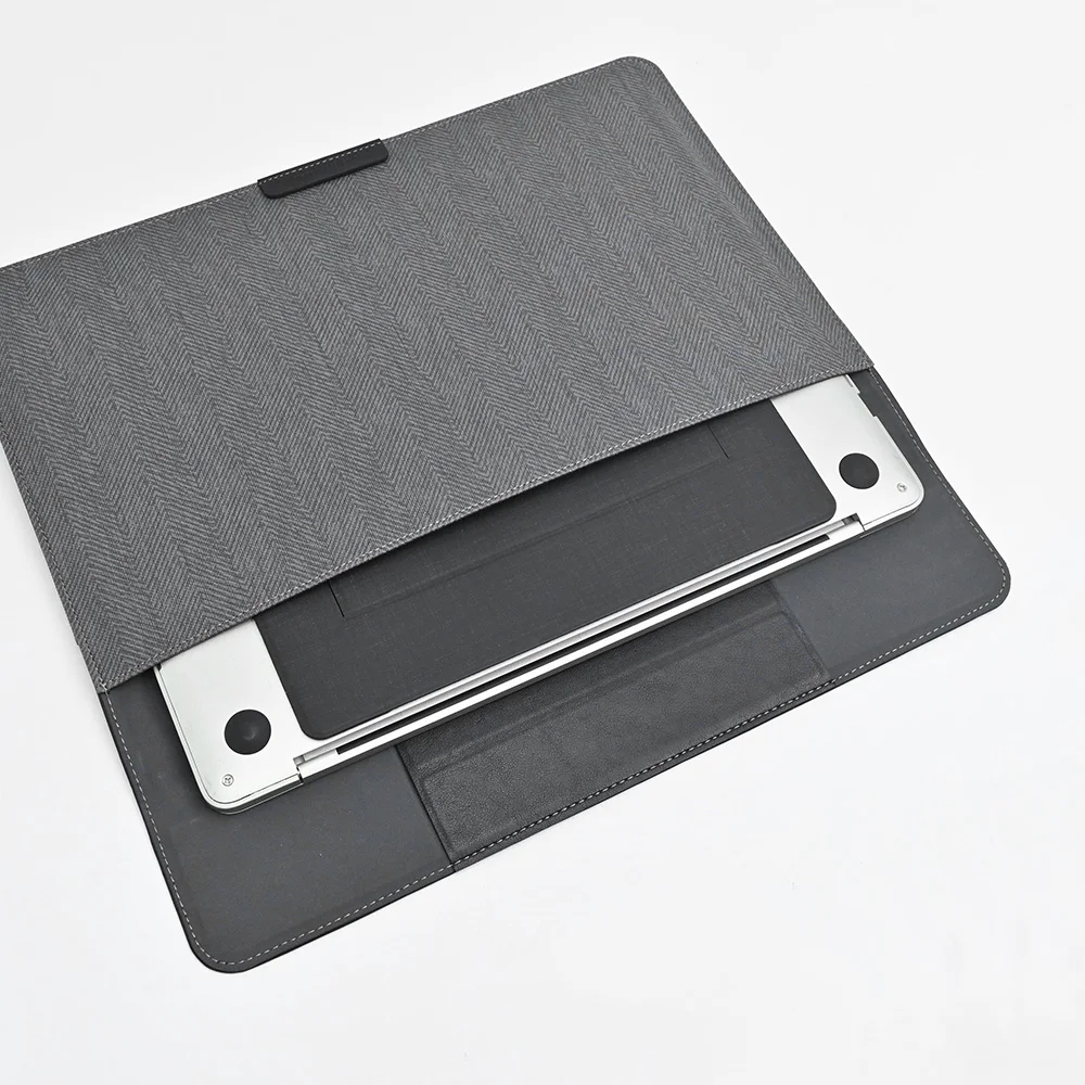 New arrival Customizable Adjustable foldable mini invisible PU Leather portable rectangle folding laptop stand