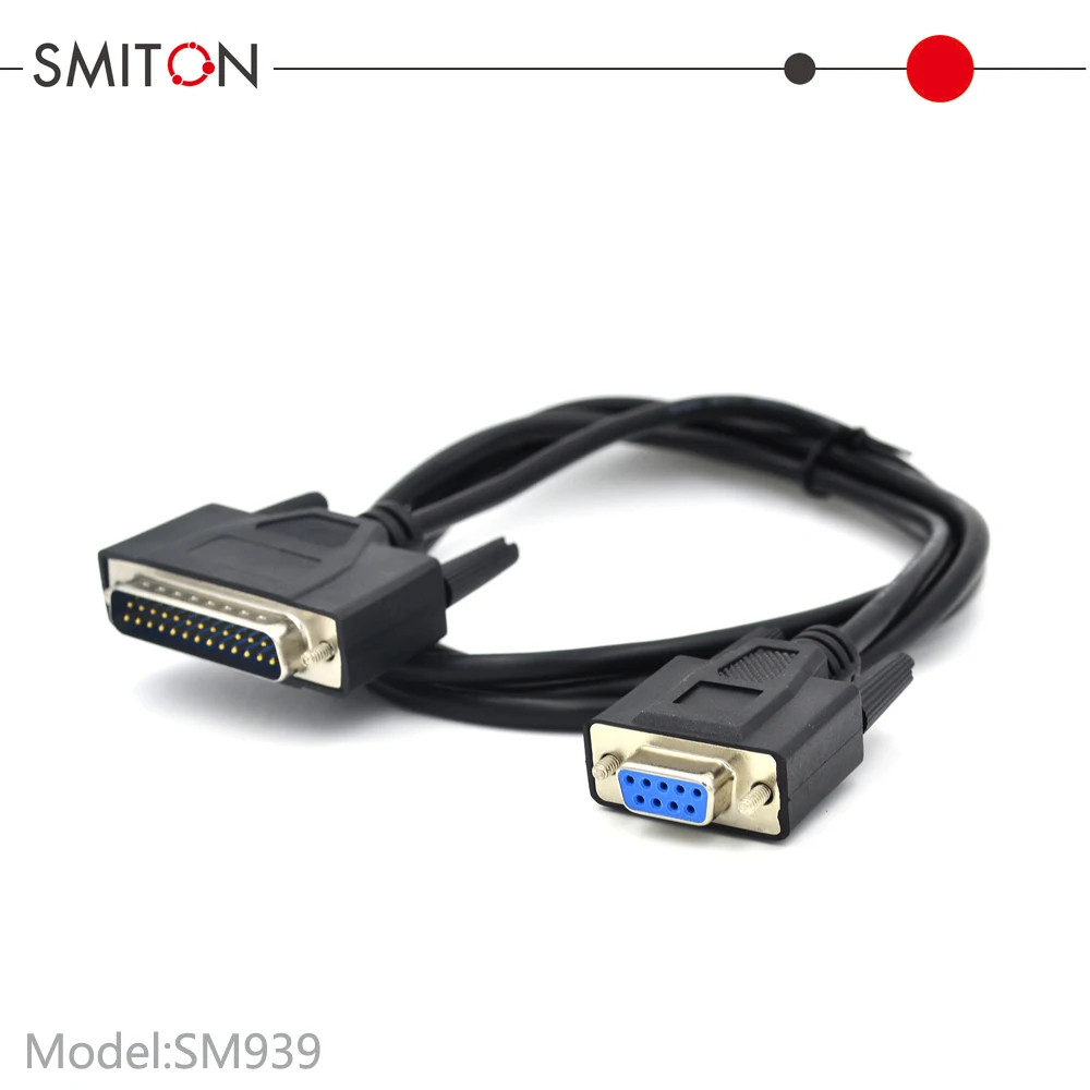 
Black 1.8m DB25 DB9 Male to Female Cable 