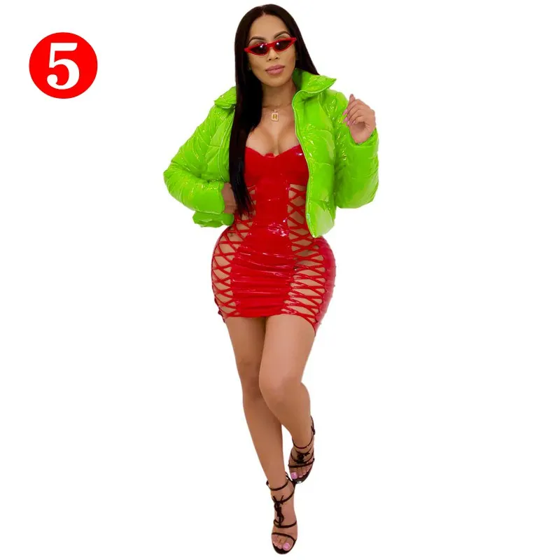 
Bright Shiny gold Winter Cropped Warm Parka Women Casual Fashion Clothes 2020 Long Sleeve Bubble Coat Puffer Jacket Outwears 