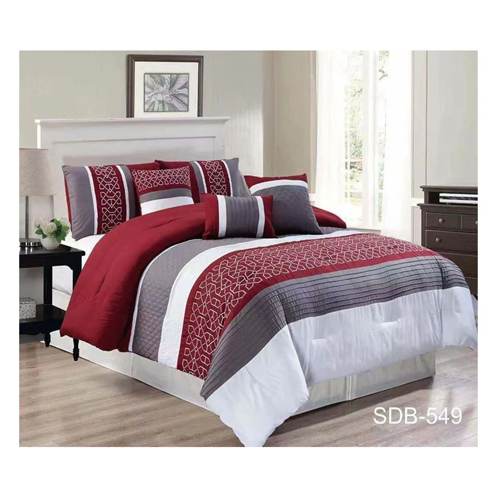 Comforter Set with 2 Pillow Shams Microfiber quilt Down Alternative Reversible Comforter