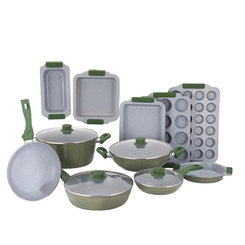 Promotion Non-stick Cookware Set Aluminum Bakeware And Pot Set Cookware With Glass Cover