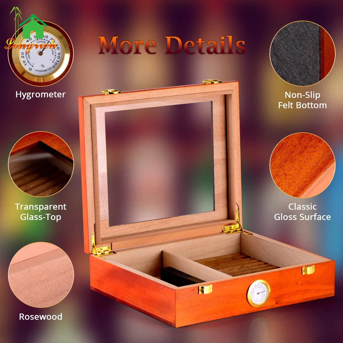 Customized wooden cigar box Humidors with Hinges Locks for Tobacco Packaging Humidor Single Cigar Gift Sets