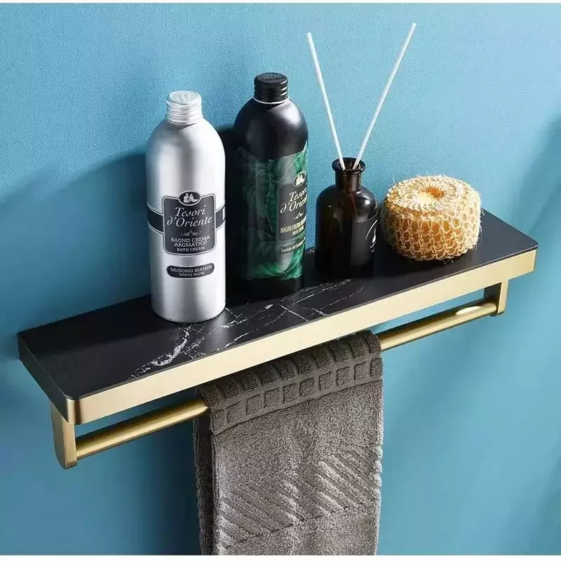 AMAXO Gold Black Marble Countertop Stainless Steel Towel Racks Authentic Quality Rail Towel Bar