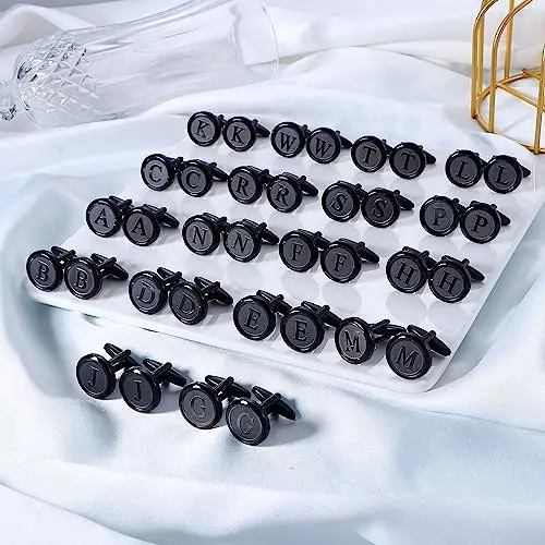 Custom Men Gold Cuff Links Personalized Copper Letter Cufflinks for Groom Husband Father Boyfriend