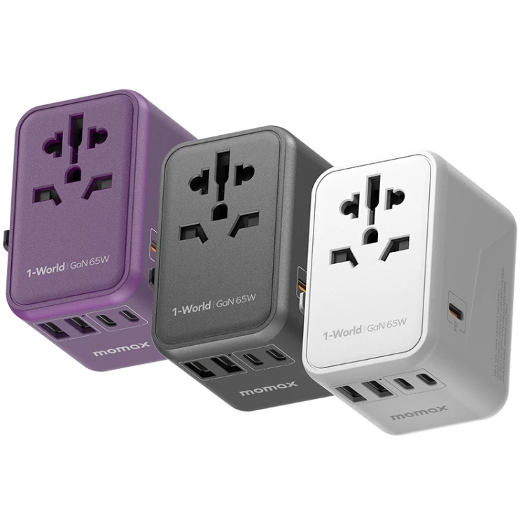 Wholesale MOMAX 1-World UA8 PD 70W Fast Charger Power Adapter Purple